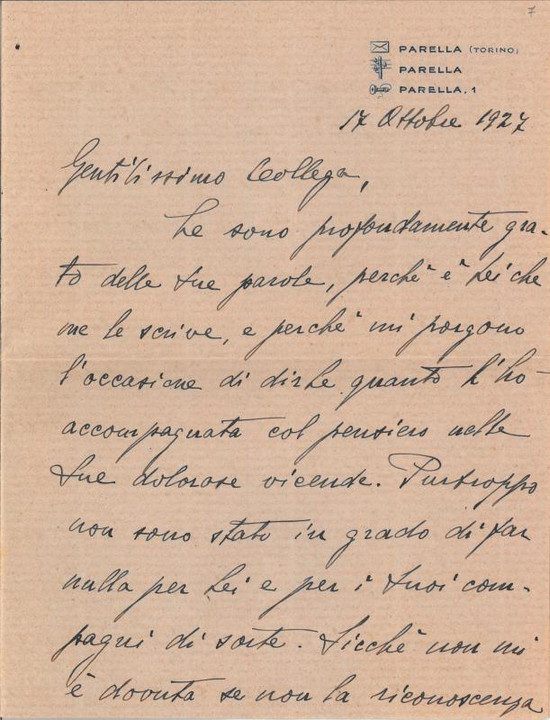 Lettera di Luigi Albertini a Giovanni Ansaldo, 17-10-1927 (1)